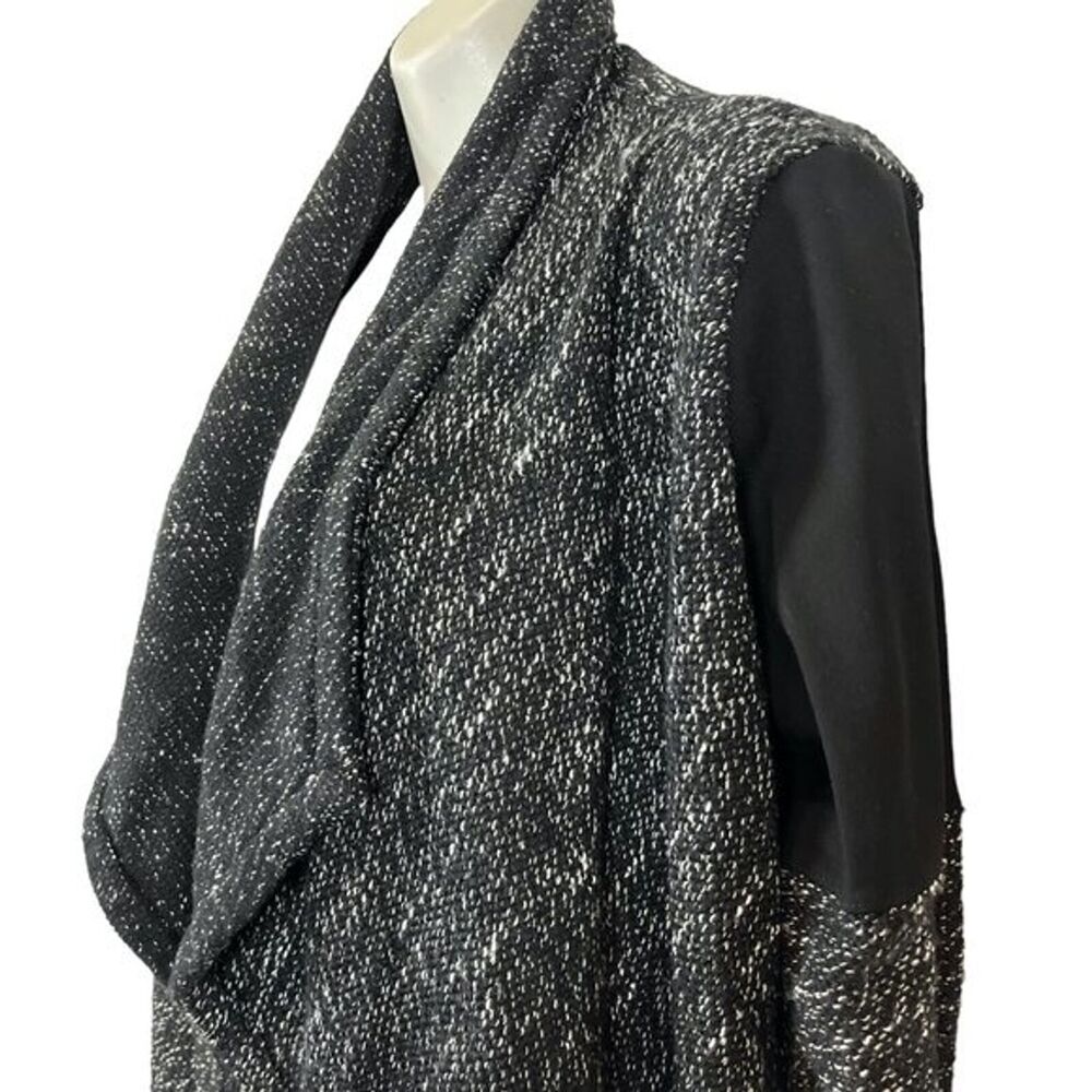 BNCI Women's Black & White size Large Open Cardigan Sweater Asymmetrical Jacket - Picture 8 of 16